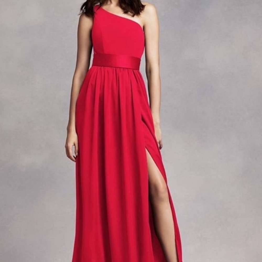 One-Shoulder Red Evening Gown